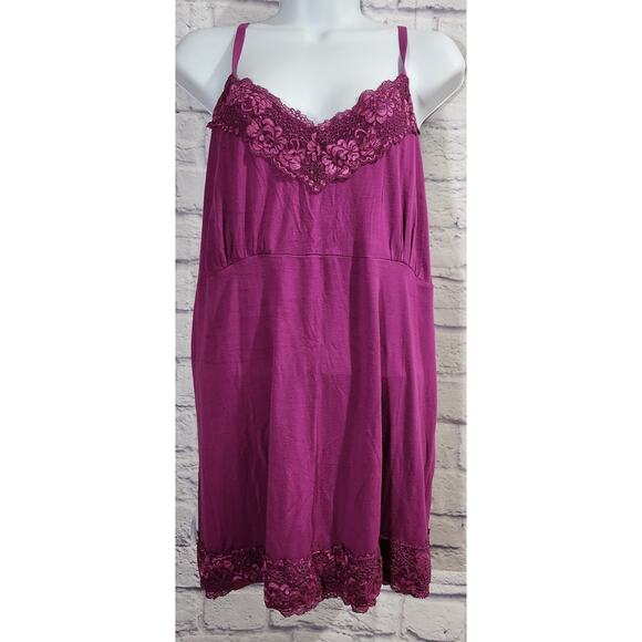 Lane Bryant Fuchsia Lace Detail Adjustable Spaghetti Strap Tank Top 18 20 Soft - Picture 1 of 4